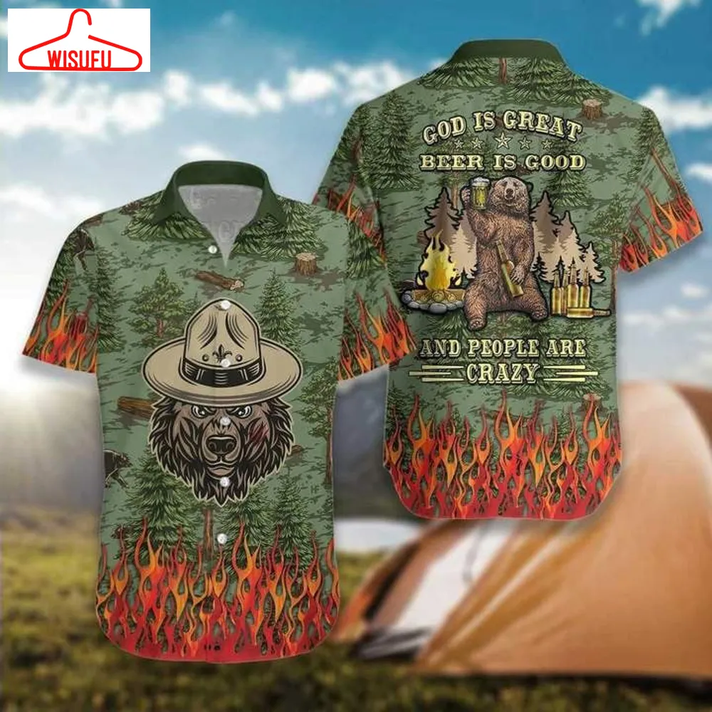 Camping Bear Beer Is Good Hawaiian Shirt