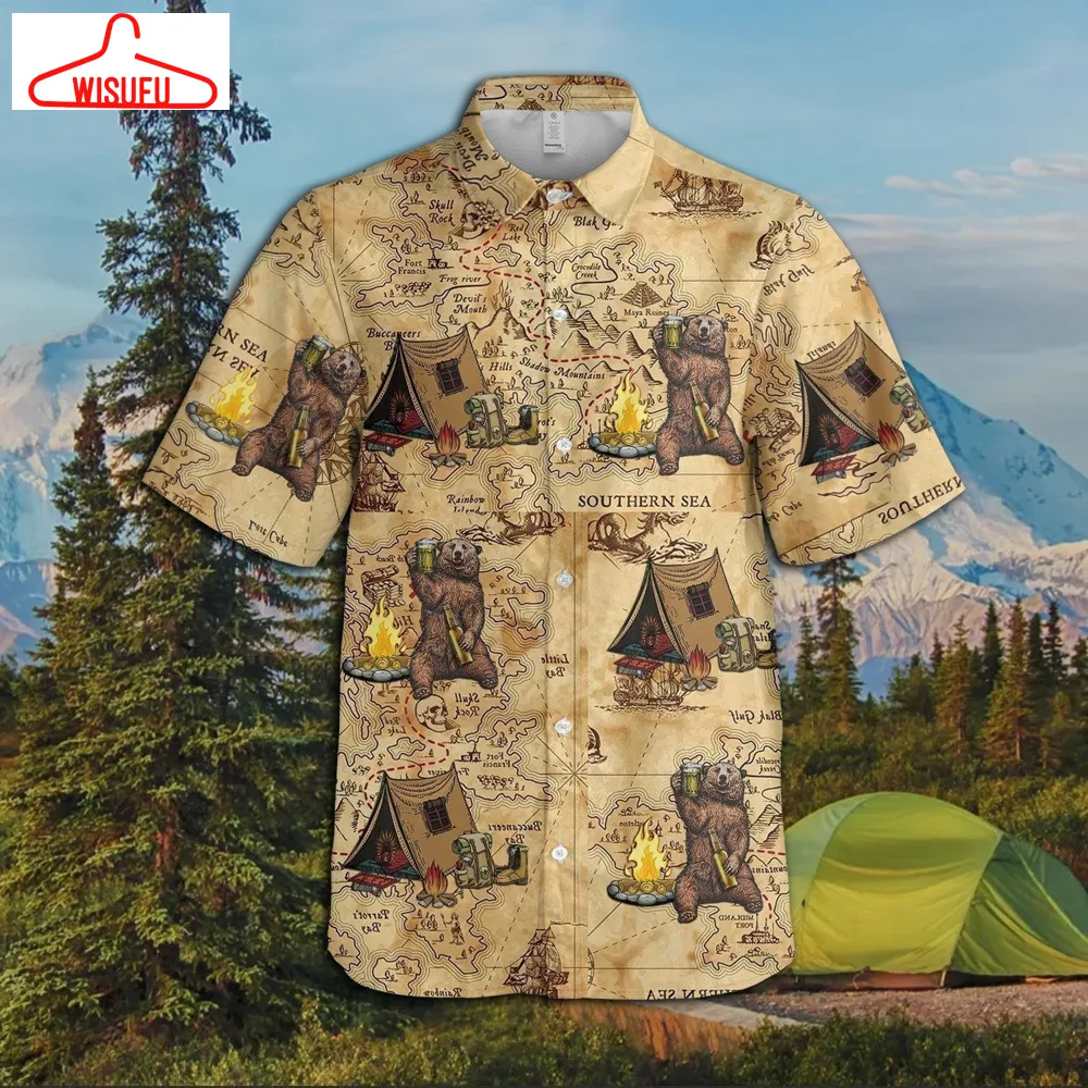 Camping Bear Hawaiian Shirt