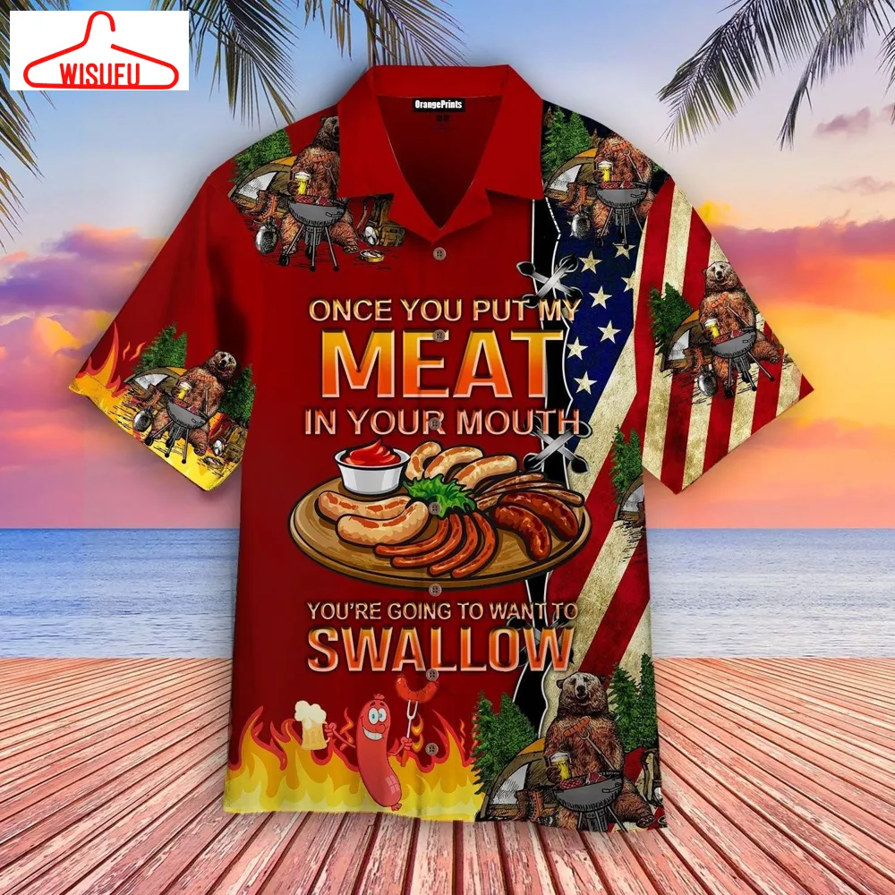 Camping Bear Put My Meat Want To Swallow Hawaiian Shirt