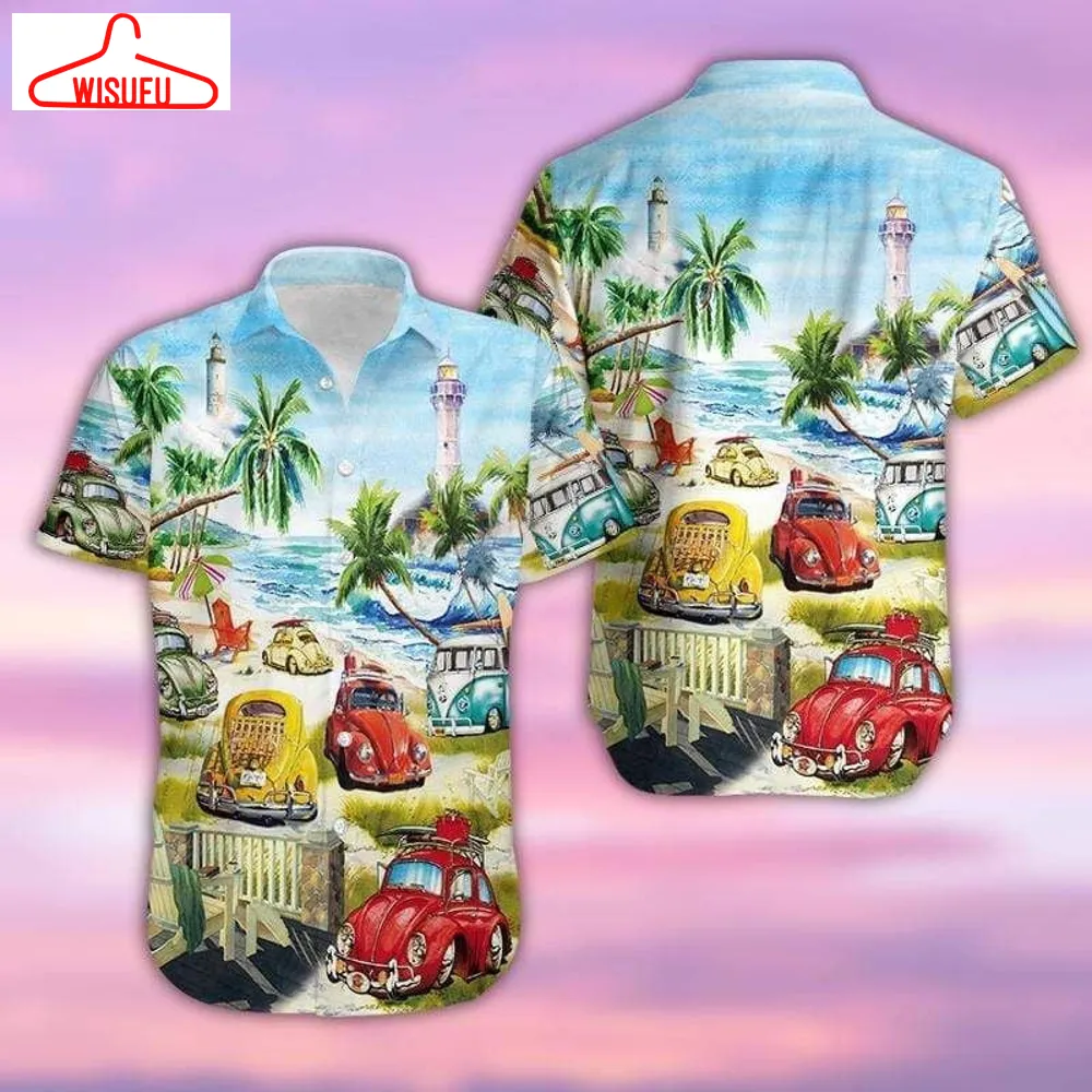 Camping Car Beach Sunny Hawaiian Shirt