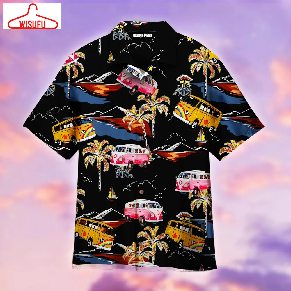 Camping Car Black Hawaiian Shirt