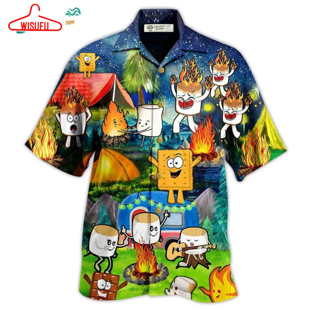 Camping Chocolate Marshmallow Fire Hawaiian Shirt- Wisufu Aloha