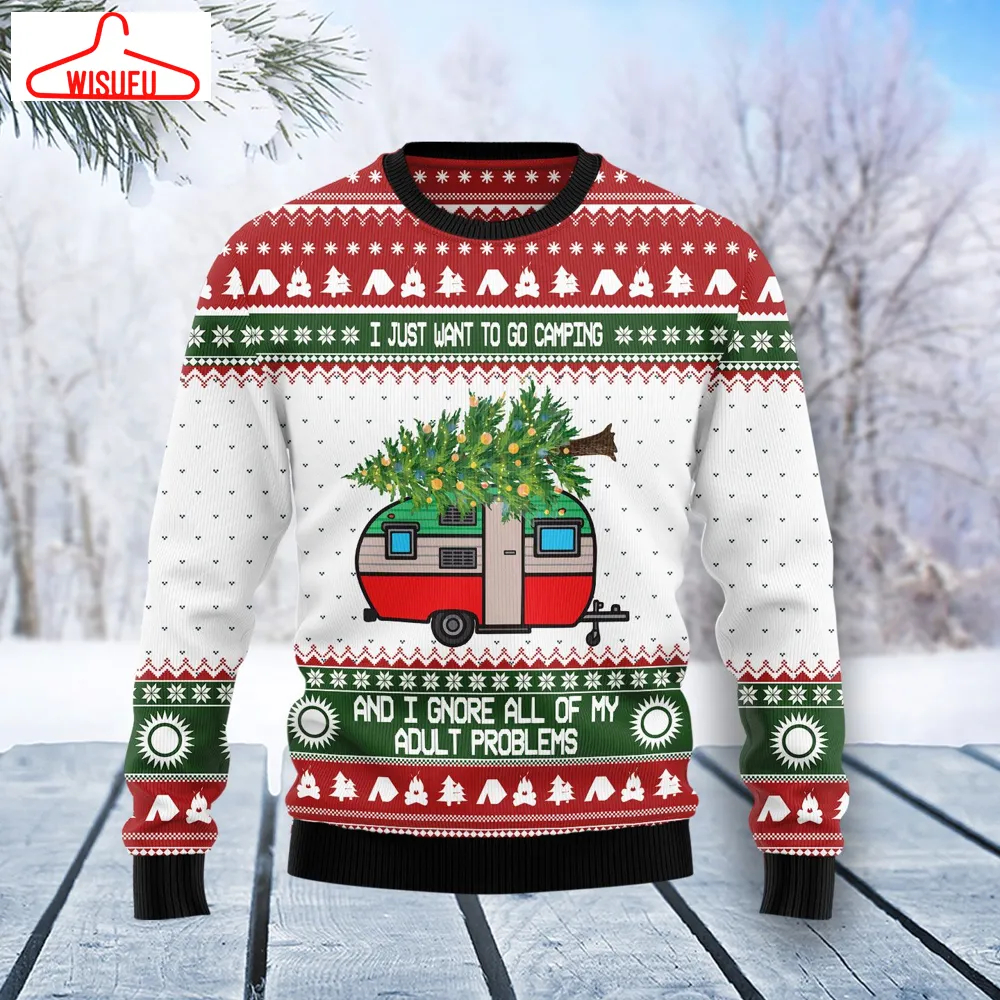 Camping Christmas Ugly Christmas Sweater - For Men & Women - Adult - New Winter Fashion Shirt Gift For Family