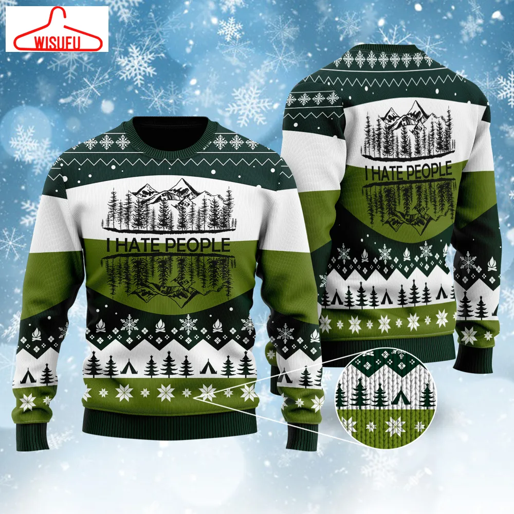 Camping I Hate People Ugly Christmas Sweater - For Men & Women - New Winter Fashion Shirt Gift For Family