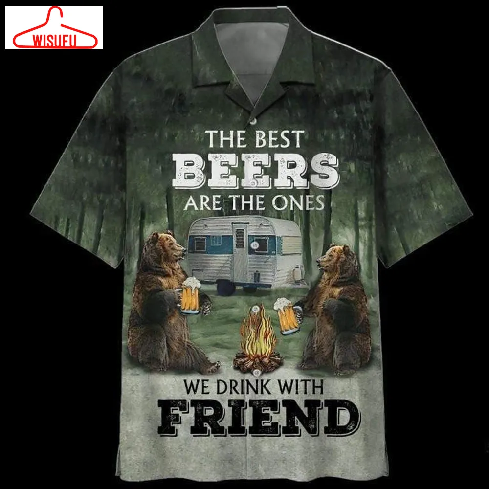 Camping The Best Beers Drink With Friend Hawaiian Shirt