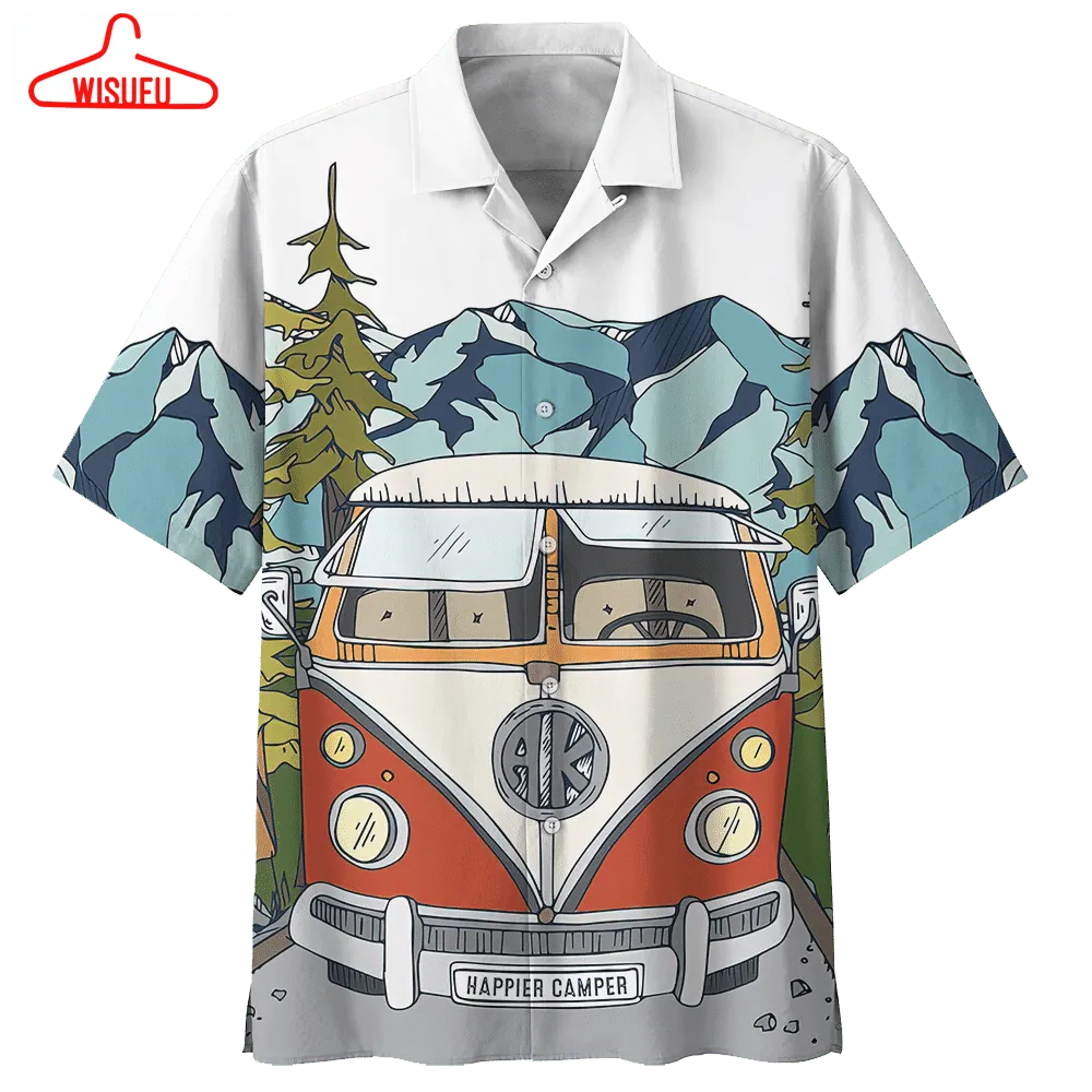 Camping White Hawaiian Shirt