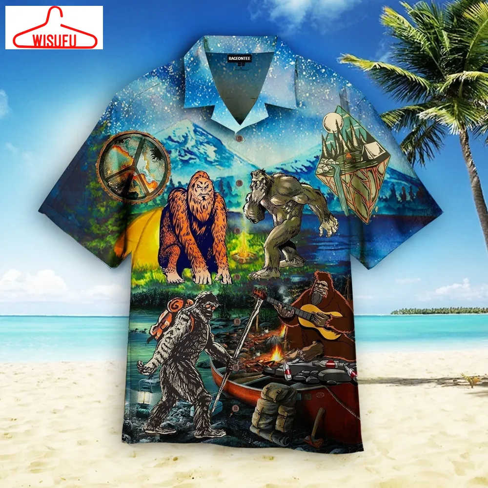 Camping With Bigfoot Hawaiian Shirt