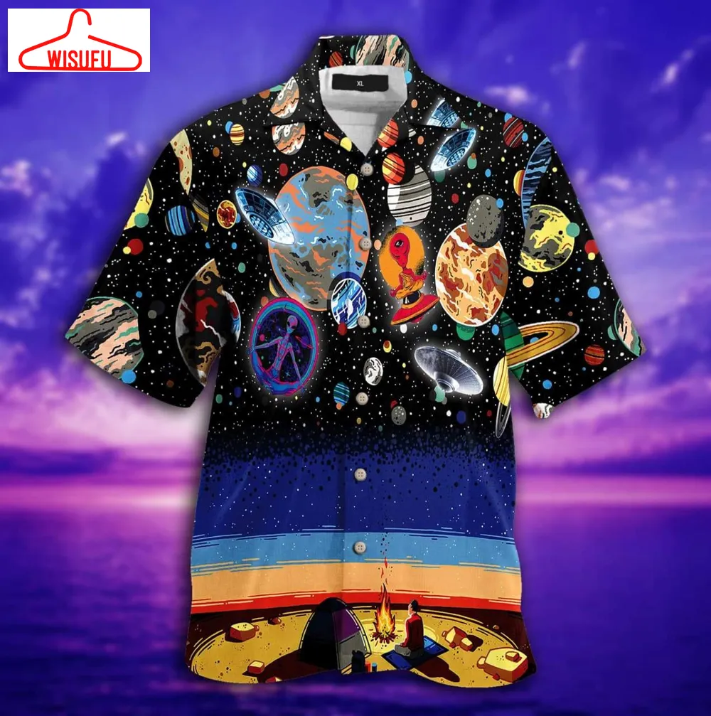 Camping With Ufo Hawaiian Shirt