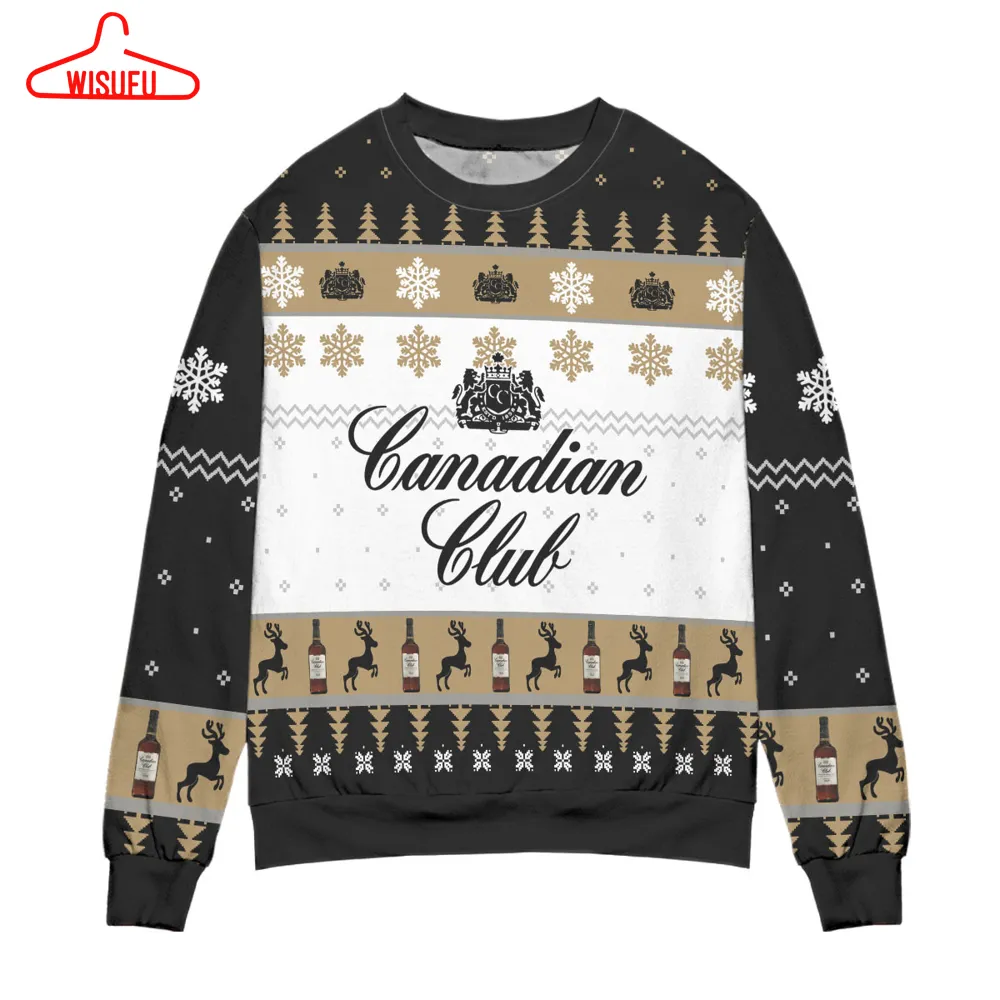 Canadian Club Whisky Snowflake Pattern Ugly Christmas Sweater