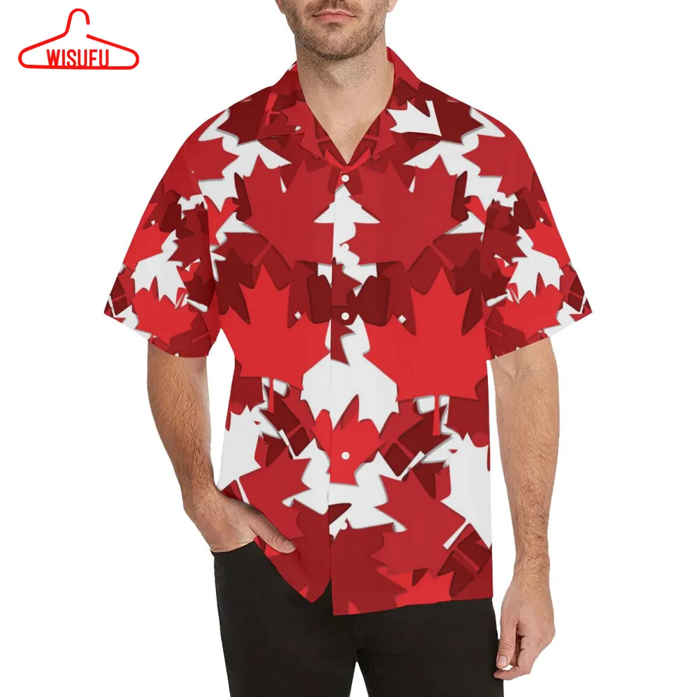 Canadian Maple Leaves Pattern MenÂs All Over Print Hawaiian Shirt, New Hawaiian Holiday Outfits, New Fashion Gifts