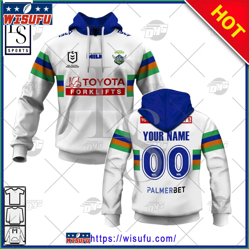 Canberra Raiders Nrl Personalised Away Jersey Hoodie