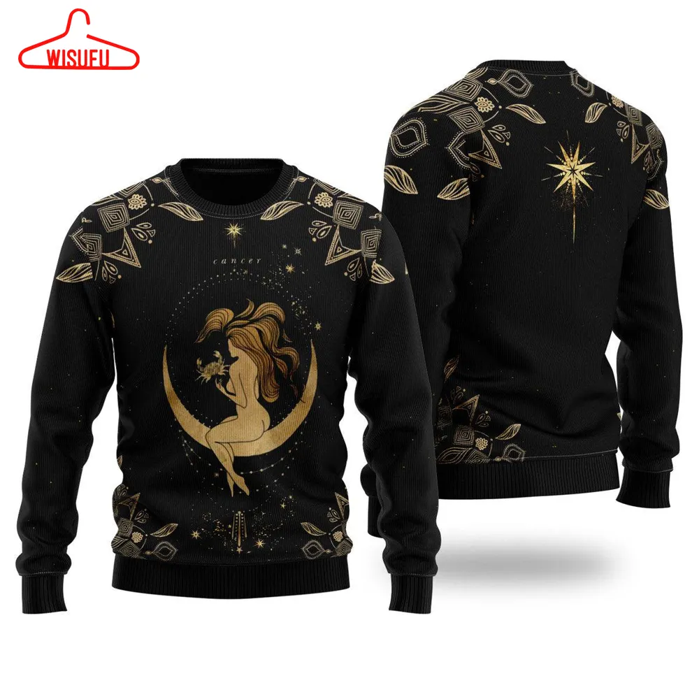 Cancer Golden Zodiac Ugly Christmas Sweater - For Men & Women - New Winter Fashion Shirt Gift For Family