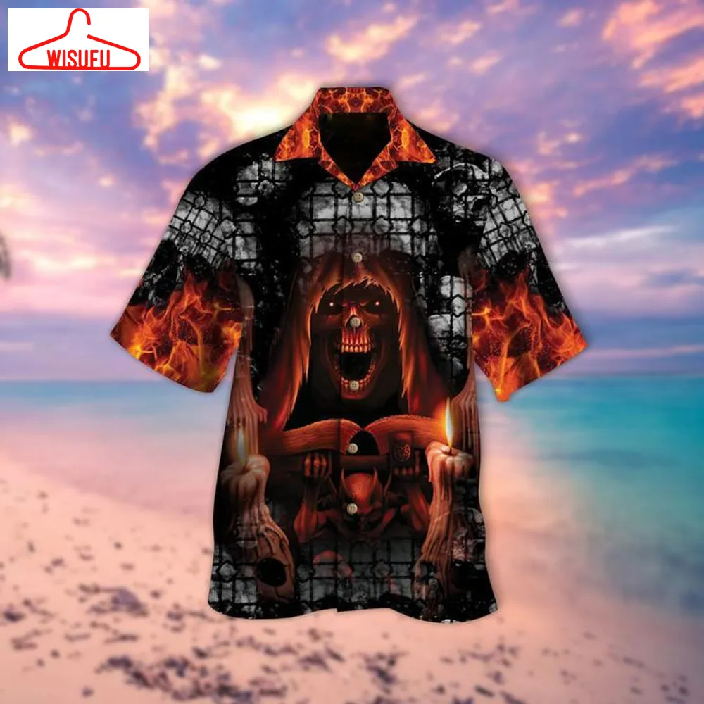 Candle Fire Skull Halloween Hawaiian Shirt