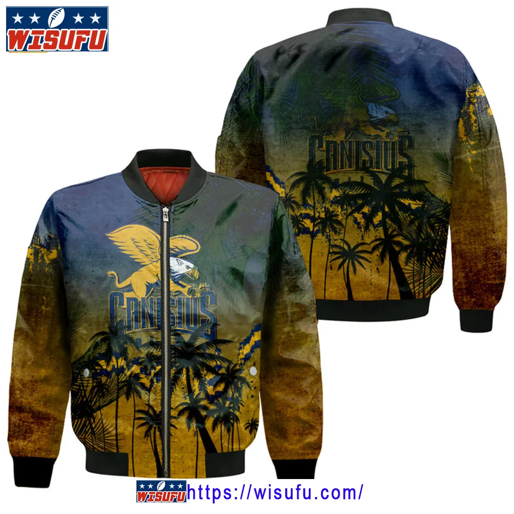 Canisius Golden Griffins Coconut Tree Tropical Grunge Bomber Jacket