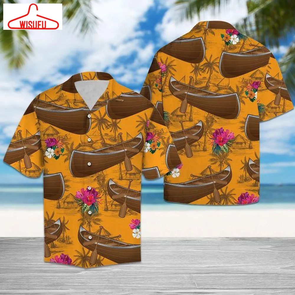 Canoeing Tropical Flowers Hawaiian Shirt