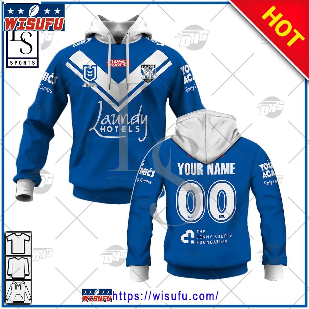 Canterbury Bulldogs Nrl Personalised Away Jersey Hoodie