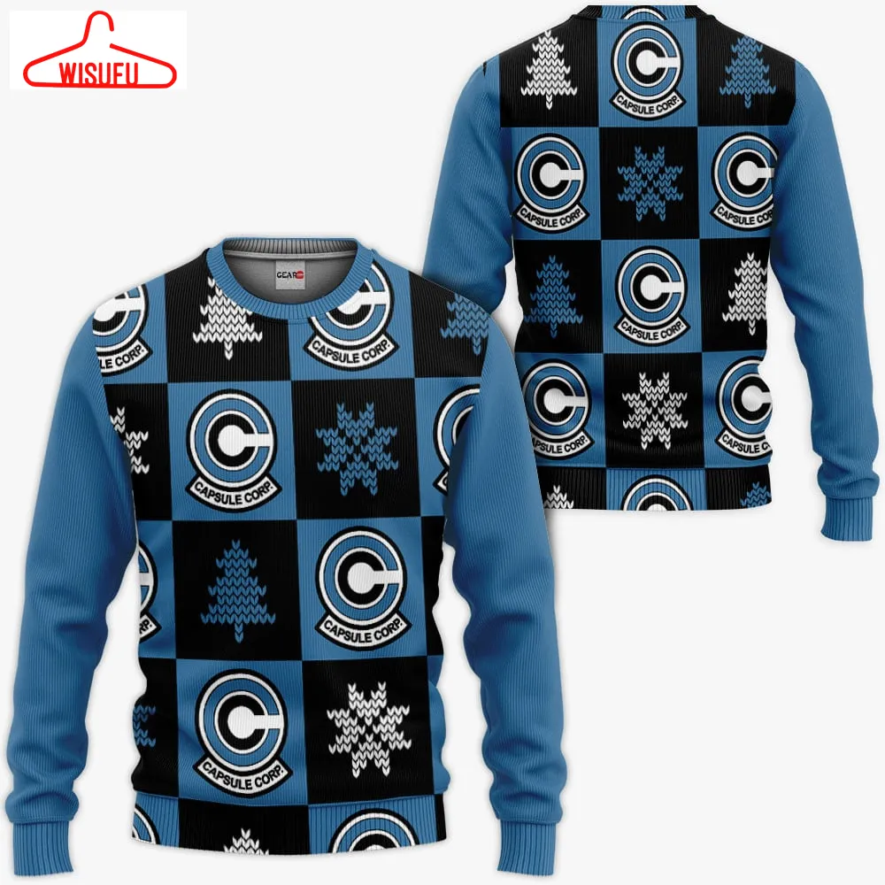 Capsule Corp Symbol Ugly Sweater Christmas, Anime Ugly Christmas Sweater Gift For Family