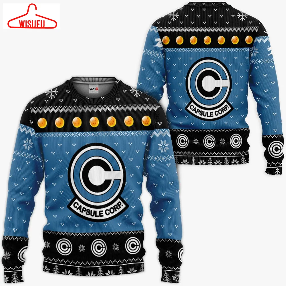 Capsule Corp Ugly Sweater Christmas, Anime Ugly Christmas Sweater Gift For Family