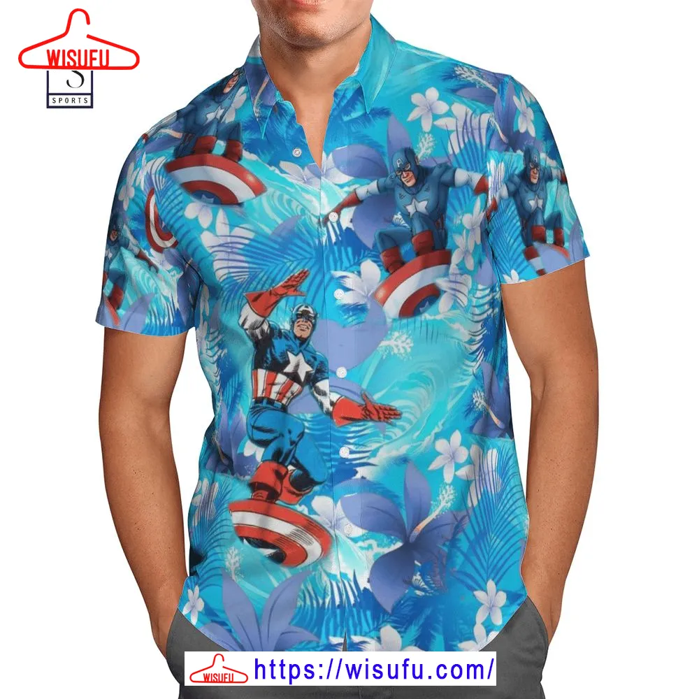 Captain America Surfing Hawaiian Shirt, New Fashion Gifts