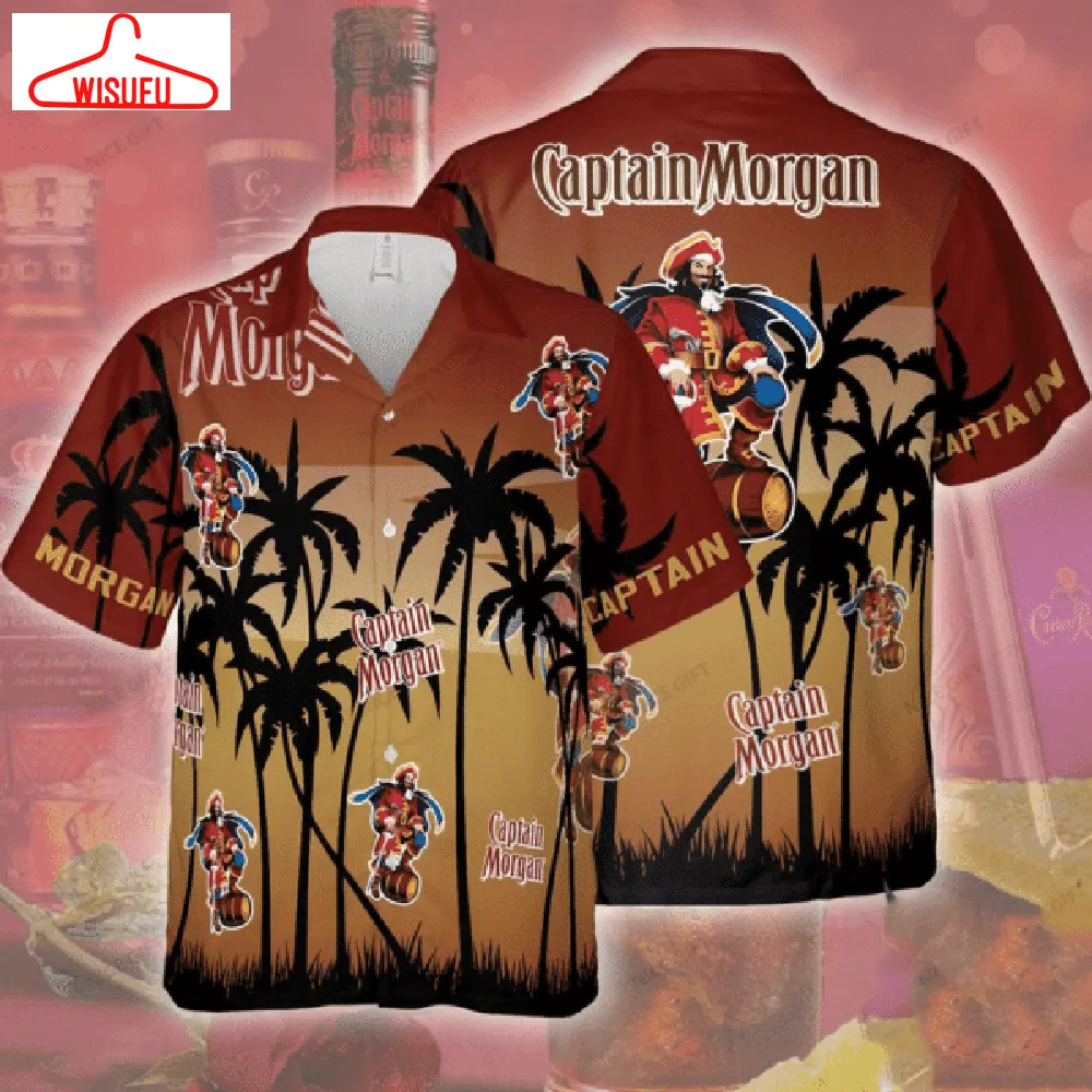 Captain Morgan Gradient Hawaii 7k260 Print Short Sleeve Hawaiian Casual, New Fashion Gifts