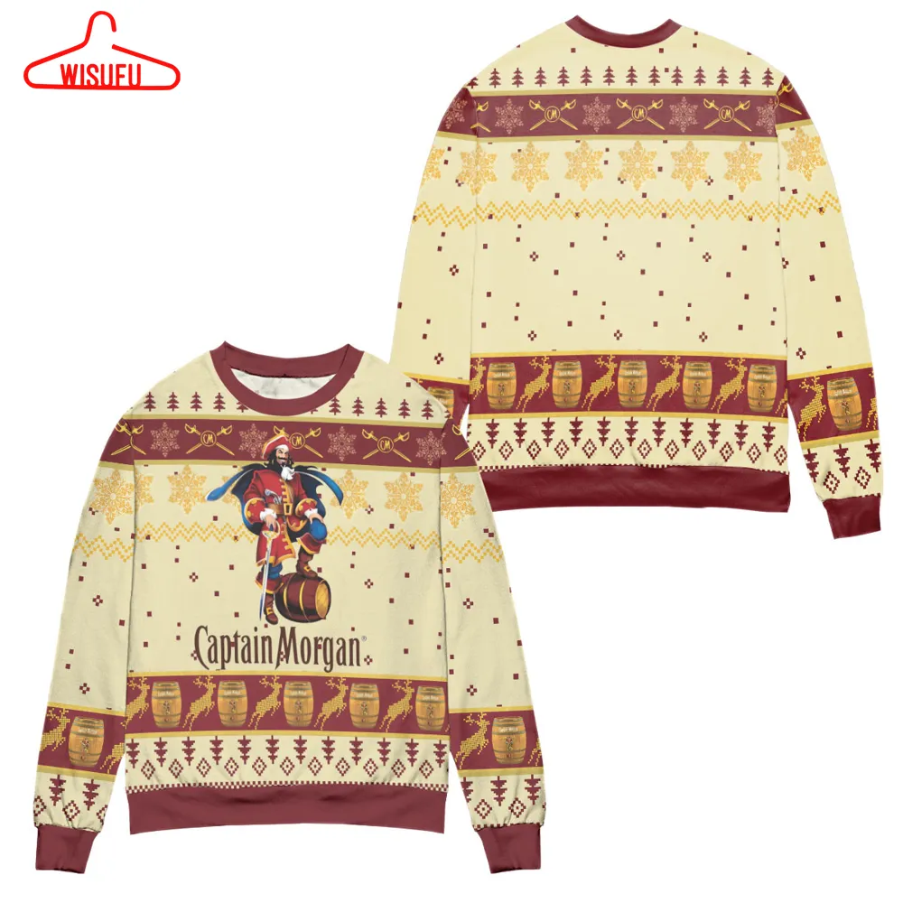 Captain Morgan Logo Christmas Beige Pattern Ugly Christmas Sweater