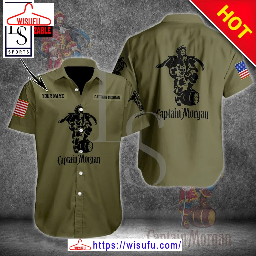 Captain Morgan Military Green Personalized Hawaiian Shirt, New Fashion Gifts