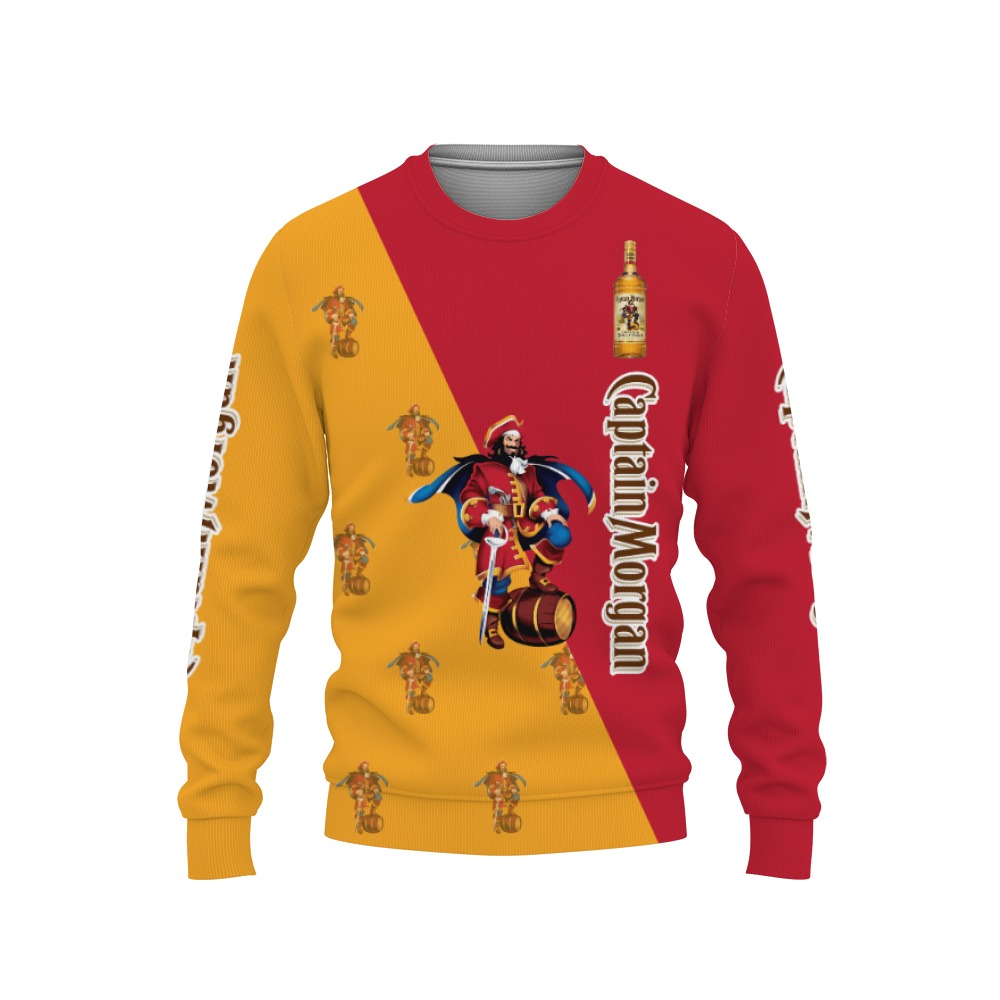 Captain Morgan Whiskey Beers And Whiskey Pattern Logo-3D Sweatshirt