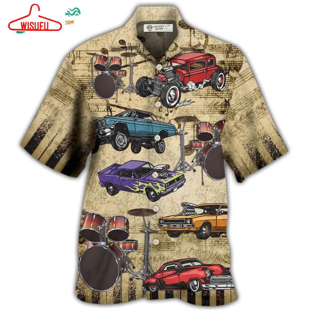 Car I Like Muscle Cars And Drums Hawaiian Shirt- Wisufu Aloha