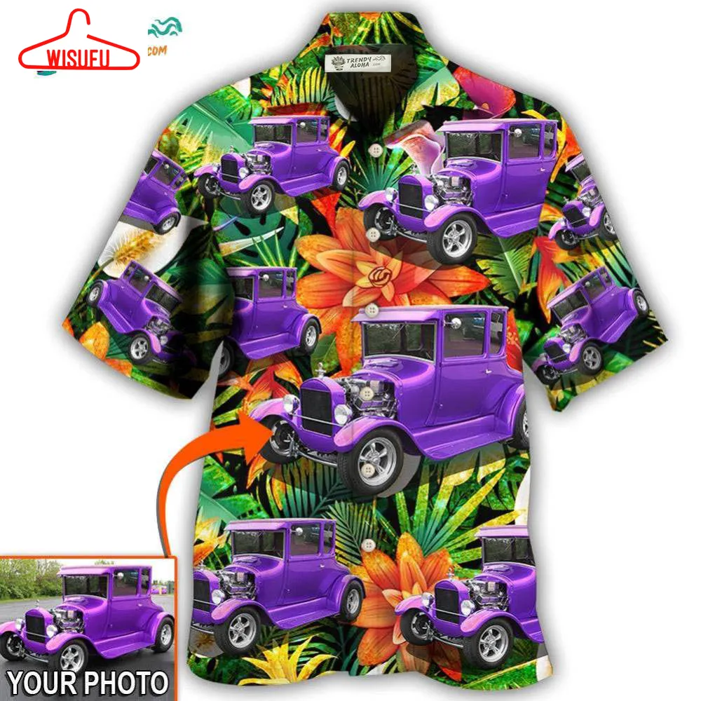 Car Model T Tropical Flower Custom Photo Hawaiian Shirt- Wisufu Aloha