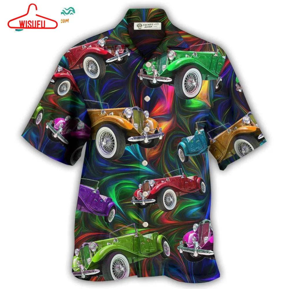 Car Retro Colorful Vibe Hawaiian Shirt- Wisufu Aloha