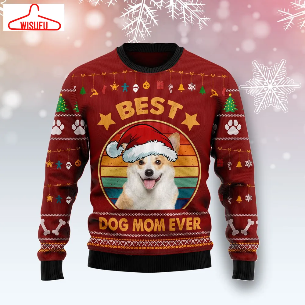 Cardigan Welsh Corgi Best Dog Mom Ever Ugly Christmas Sweater - For Men & Women - Adult - New Winter Fashion Shirt Gift For Family