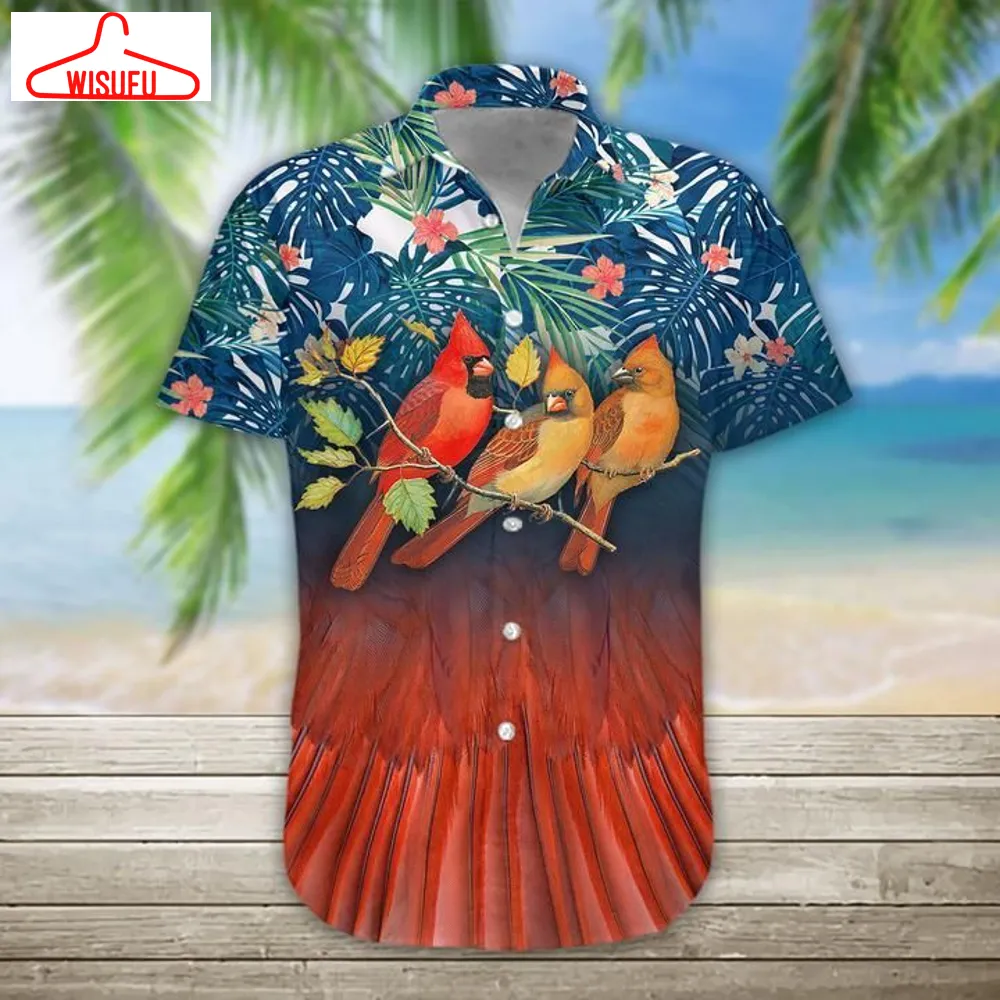 Cardinal Bird Hawaiian Shirt - Unisex - Adult - Hw1209, New Hawaiian Holiday Outfits, New Fashion Gifts