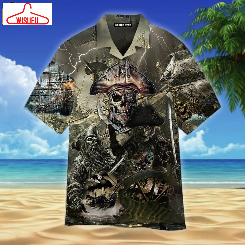Caribbean Skull Pirate Ghost Ship Hawaiian Shirt, New Fashion Gifts
