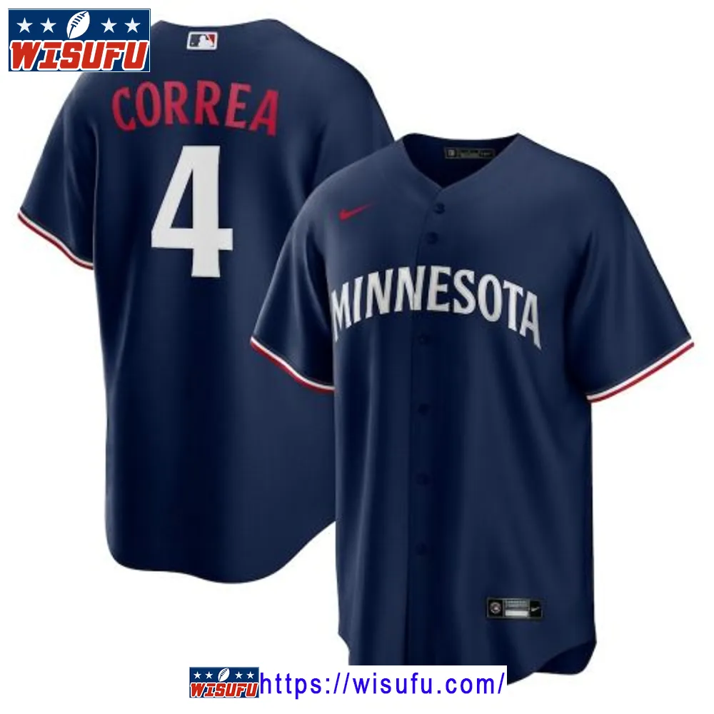 Carlos Correa 4 Minnesota Twins Team Logo Alternate Men Jersey - Navy