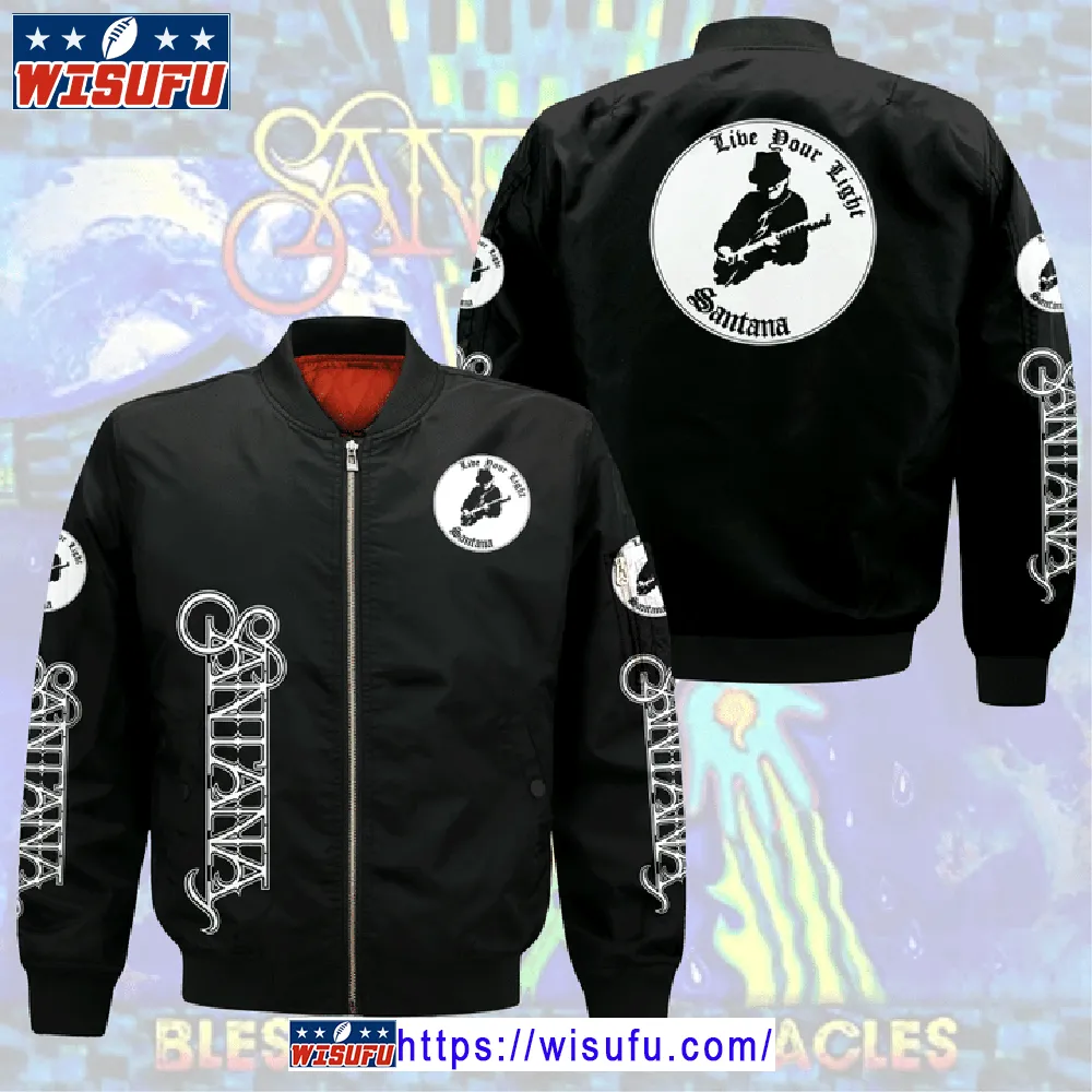 Carlos Santana Black Bomber Jacket