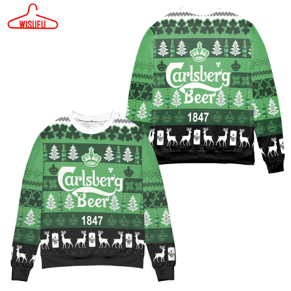 Carlsberg Beer 1847 Pine Tree Pattern Ugly Christmas Sweater