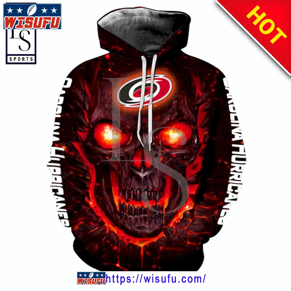 Carolina Hurricanes Halloween Skull Devil NH.L Hoodie 3d