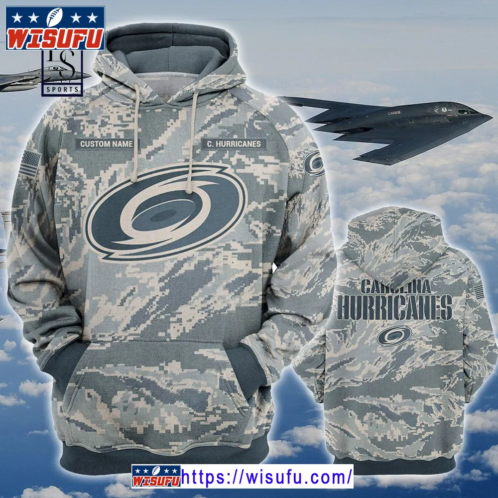 Carolina Hurricanes Personalized Us Air Force Camo Hoodie 3d