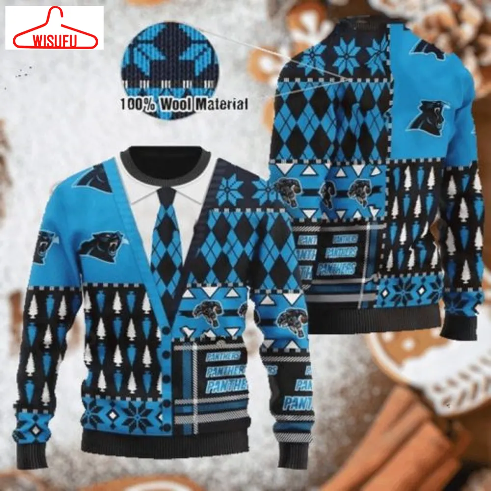 Carolina Panthers Blue Black Nfl Ugly Christmas Sweater