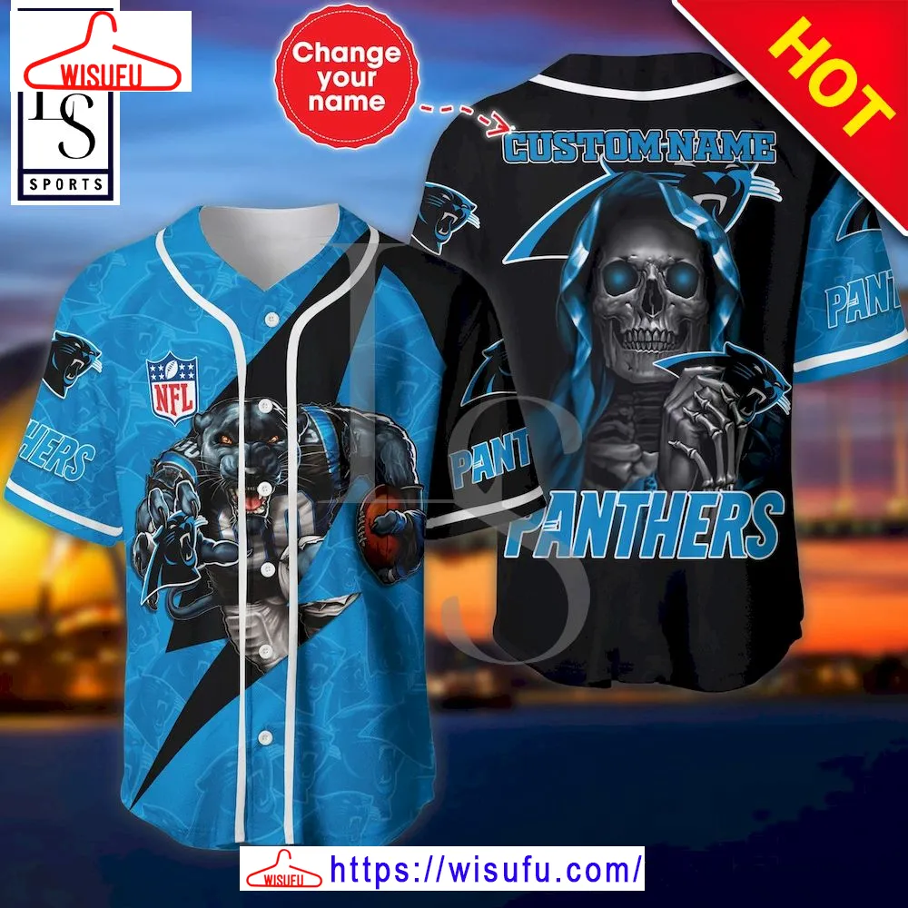 Carolina Panthers The Reaper Custom Name Baseball Jersey, New Fashion Gifts