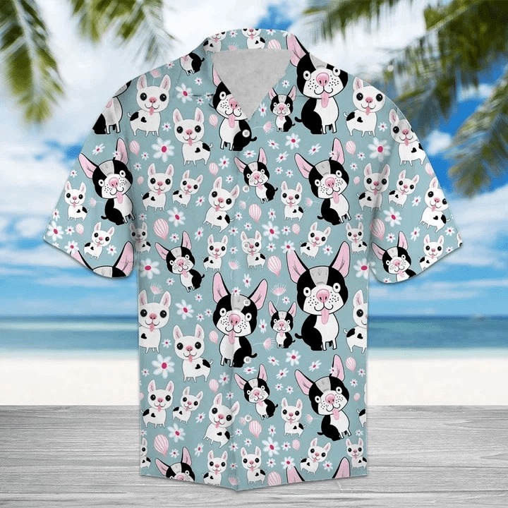 Cartoon Funny Dog And Flower Hawaiian Shirt Family Beach shirt, S-5XL US Size