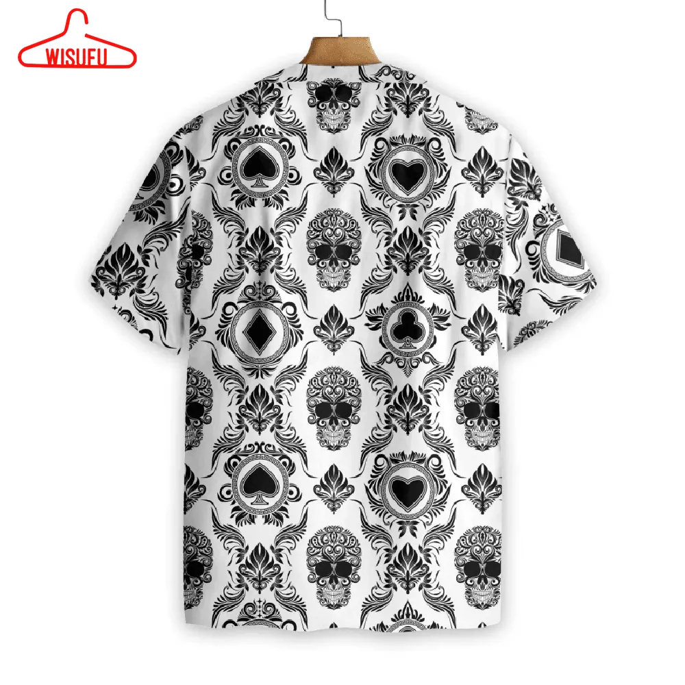 Casino And Black Skull Pattern Hawaiian Shirt