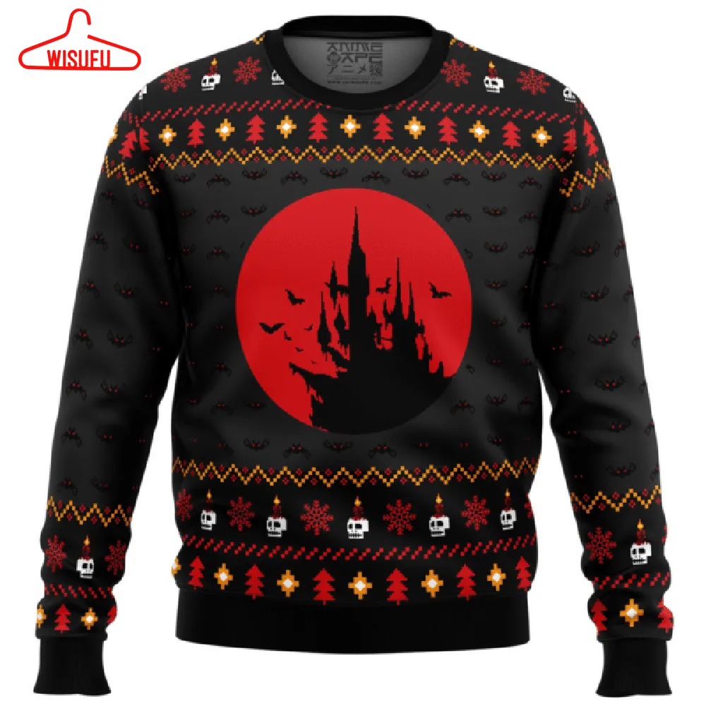 Castlevania Creepy Castle Ugly Sweater Gifts, Castlevania Creepy Castle Gift Fan Ugly Sweater