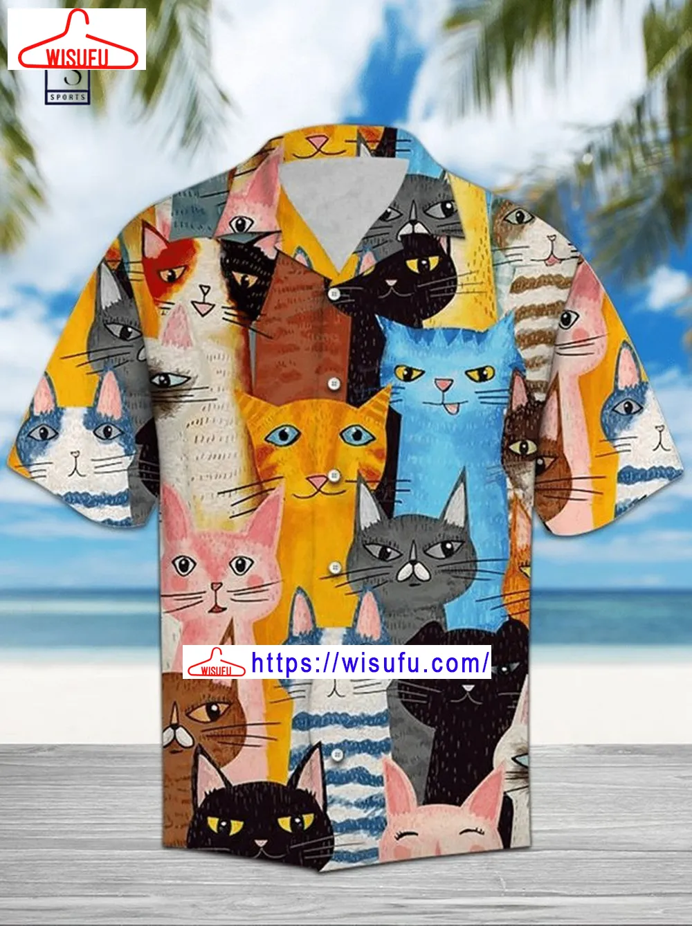 Cat Abstract Image Hawaiian Shirt, New Fashion Gifts