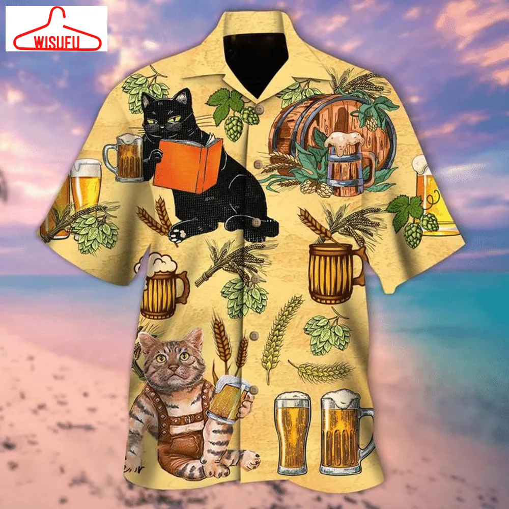 Cat And Beer Hawaiian Shirt