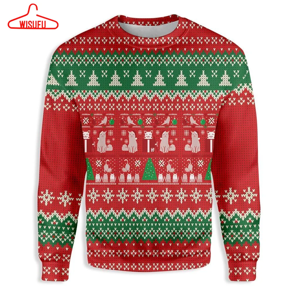 Cat Christmas Present Ugly Christmas Sweater - For Men & Women - Adult - New Winter Fashion Shirt Gift For Family