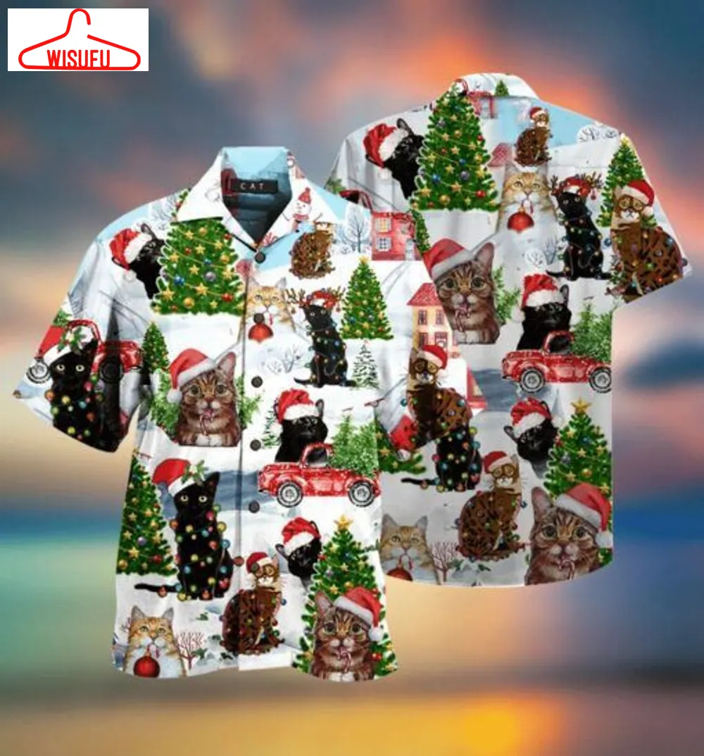 Cat Christmas Santa Hawaiian Shirt