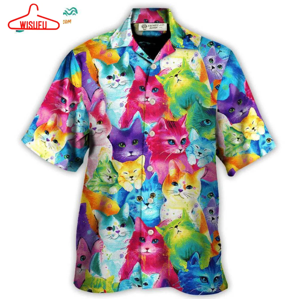 Cat Colorful Little Cute Kitten Happy Life Hawaiian Shirt- Wisufu Aloha