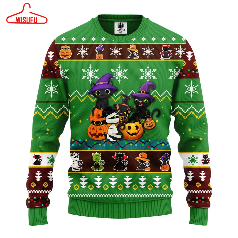 Cat Cute Witcher Noel Mc Ugly Christmas Green, All Over Print New Winter Fashion 3d Sweater, Best Gift Ideas