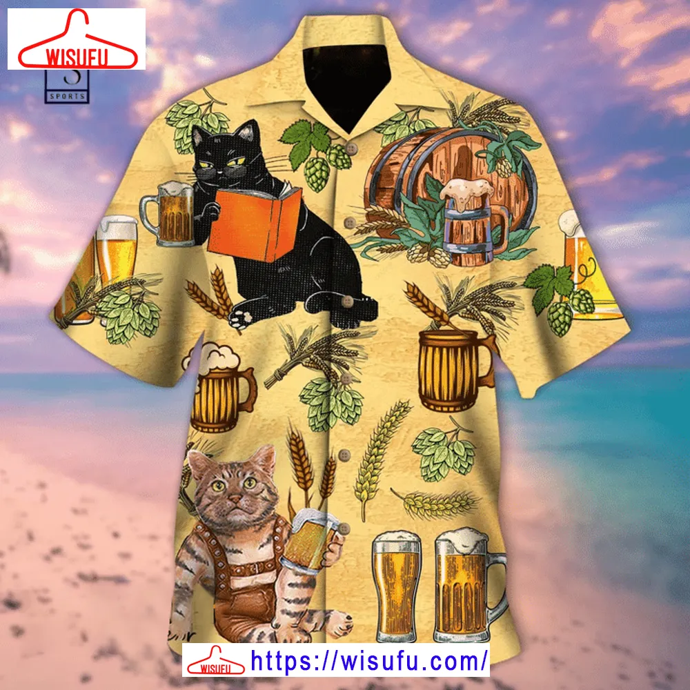 Cat Drink Beer Hawaiian Shirt, New Fashion Gifts